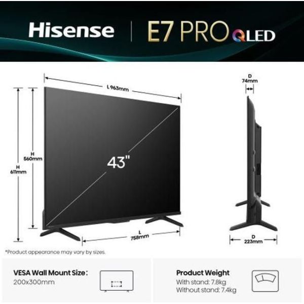 Телевізор Hisense 43E7Q фото №2