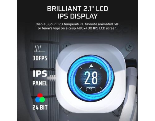 Система водяного охлаждения Corsair Nautilus 240 RS LCD White (CW-9061032-WW) фото №3