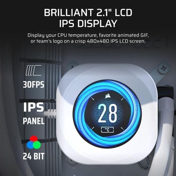 Система водяного охлаждения Corsair Nautilus 240 RS LCD White (CW-9061032-WW) фото №3