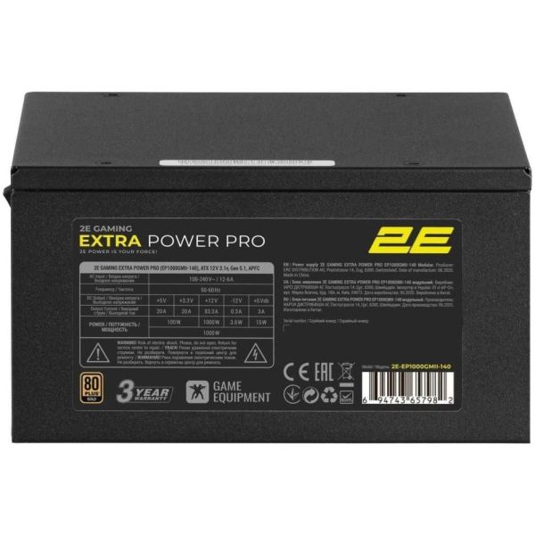 Блок питания 1000W 2E Gaming Extra Power Pro (2E-EP1000GMII-140) фото №2