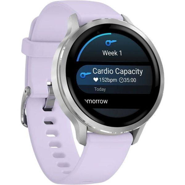 Смарт-часы Garmin Venu 4 41 mm Silver with Periwinkle Silicone Band (010-03013-01) фото №2
