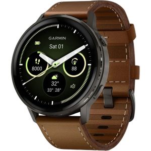Смарт-часы Garmin Venu 4 45 mm Slate with Brown Leather Band (010-03014-03)