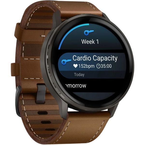 Смарт-часы Garmin Venu 4 45 mm Slate with Brown Leather Band (010-03014-03) фото №2
