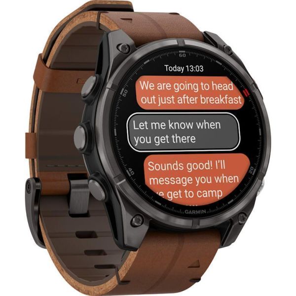 Смарт-часы Garmin Fenix 8 Pro 47 mm AMOLED Carbon Gray DLC Titanium with Chestnut Leather Band (010-03198-40) фото №3