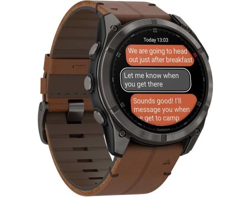 Смарт-часы Garmin Fenix 8 Pro 51 mm AMOLED Carbon Gray DLC Titanium with Chestnut Leather Band (010-03199-40) фото №2