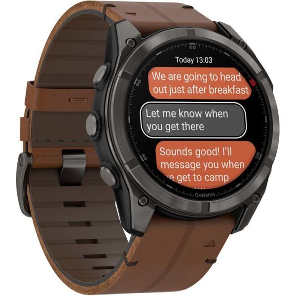 Смарт-часы Garmin Fenix 8 Pro 51 mm AMOLED Carbon Gray DLC Titanium with Chestnut Leather Band (010-03199-40) фото №2