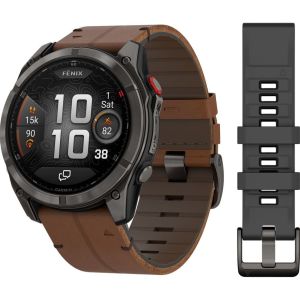 Смарт-часы Garmin Fenix 8 Pro 51 mm AMOLED Carbon Gray DLC Titanium with Chestnut Leather Band (010-03199-40)