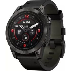 Смарт-часы Garmin Epix Pro Gen 2 Sapphire 47mm Carbon G. DLC Tit. with B. Leather Band (010-02803-30)