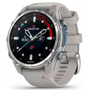 Смарт-часы Garmin Descent Mk3 43 mm Stainless Steel with Fog Gray Silicone Band (010-02753-04/03)