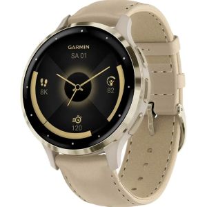 Смарт-часы Garmin Venu 3S Soft Gold S. Steel Bezel w. French Gray Case and Leather Band (010-02785-55)