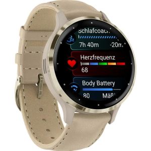 Смарт-часы Garmin Venu 3S Soft Gold S. Steel Bezel w. French Gray Case and Leather Band (010-02785-55)
