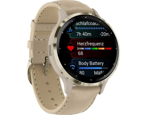 Смарт-часы Garmin Venu 3S Soft Gold S. Steel Bezel w. French Gray Case and Leather Band (010-02785-55) фото №3
