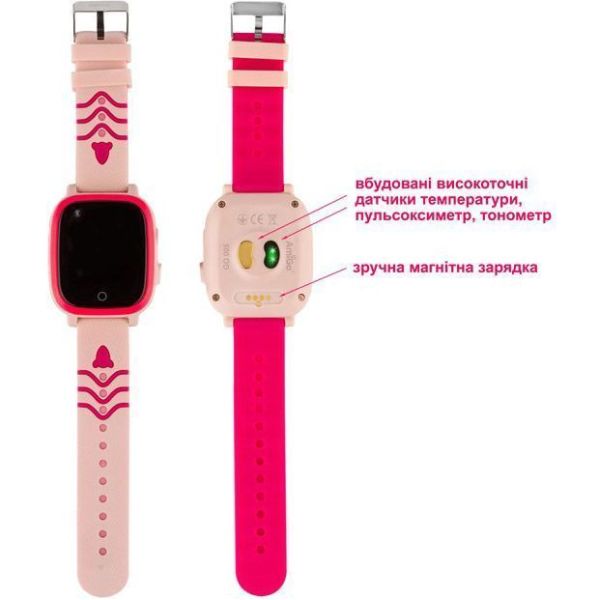 Дитячий смарт-годинник AmiGo GO005 4G WIFI Thermometer Pink UA фото №3