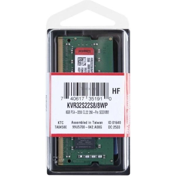 Пам'ять для ноутбуків Kingston 8 GB SO-DIMM DDR4 3200 MHz (KVR32S22S8/8WP) фото №3
