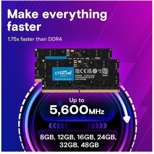 Память для ноутбуков Crucial 8 GB SO-DIMM DDR5 5200 MHz (CT8G52C42S5) фото №3