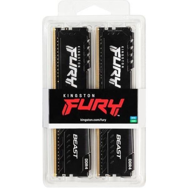Память для настольных компьютеров Kingston FURY 32GB (2x16GB) DDR4 3200MHz Beast Black (KF432C16BBK2/32) фото №3