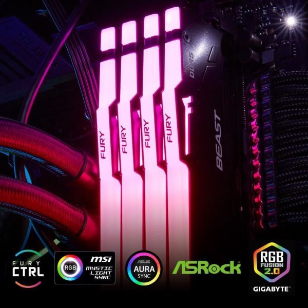 Память для настольных компьютеров Kingston FURY 32 GB DDR5 5200 MHz Beast RGB (KF552C40BBA-32) фото №10