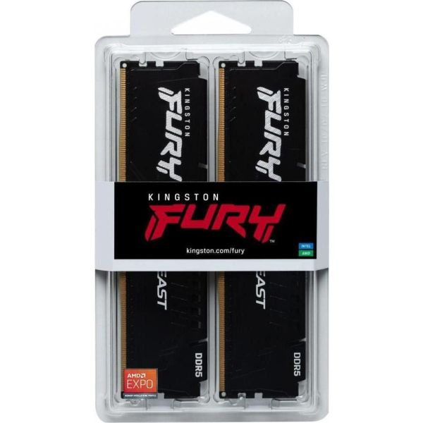Память для настольных компьютеров Kingston FURY 32GB (2x16GB) DDR5 6000MHz Beast Black (KF560C36BBE2K2-32) фото №6