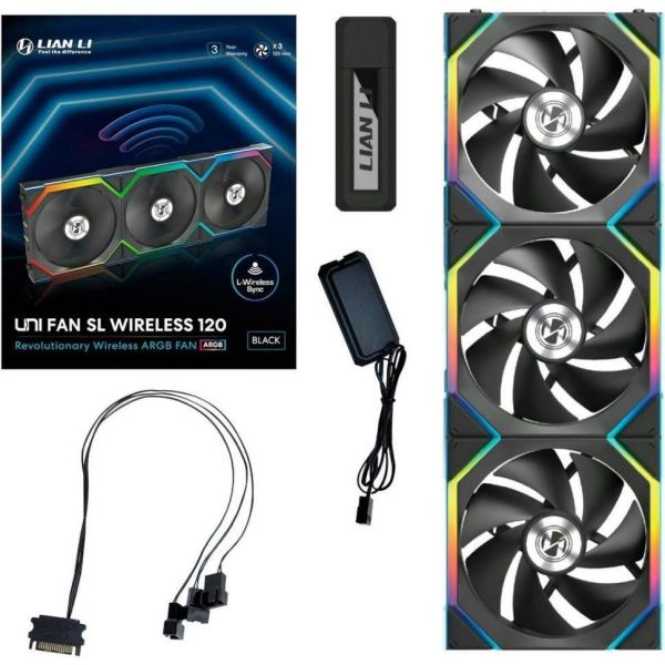 Вентилятор Lian Li Uni Fan SL Wireless 120 Black 3-Pack (G99.12SL1W3B.00) фото №2