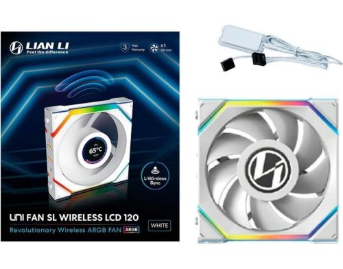 Вентилятор Lian Li Uni Fan SL Wireless LCD 120 Reverse Blade White (G99.12RSLLCD1W1W.00) фото №6