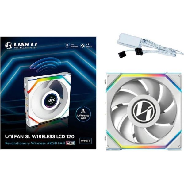 Вентилятор Lian Li Uni Fan SL Wireless LCD 120 Reverse Blade White (G99.12RSLLCD1W1W.00) фото №6