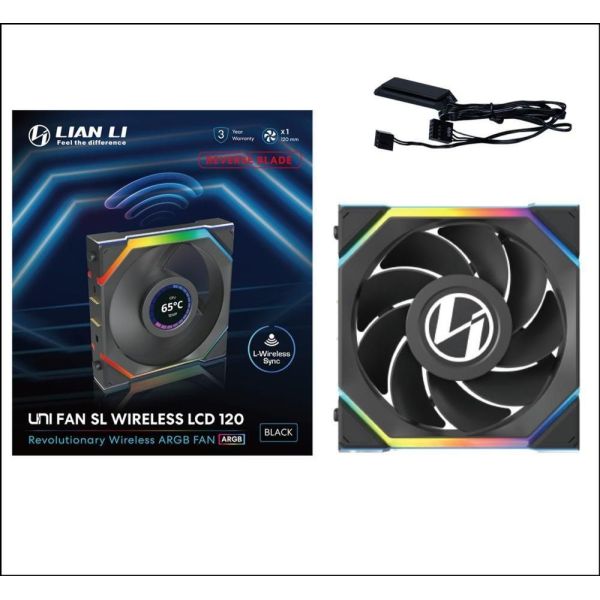 Вентилятор Lian Li Uni Fan SL Wireless LCD 120 Reverse Blade Black (G99.12RSLLCD1W1B.00) фото №6