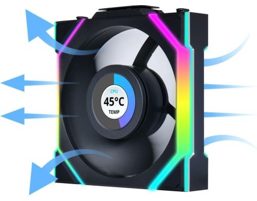 Вентилятор Lian Li Uni Fan SL Wireless LCD 120 Reverse Blade Black (G99.12RSLLCD1W1B.00) фото №7