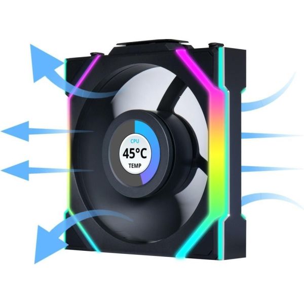 Вентилятор Lian Li Uni Fan SL Wireless LCD 120 Reverse Blade Black (G99.12RSLLCD1W1B.00) фото №7