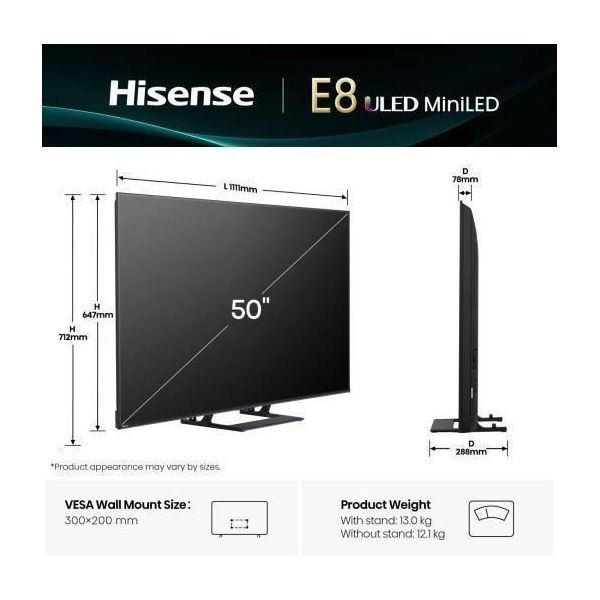 Телевізор Hisense 50E8Q фото №2