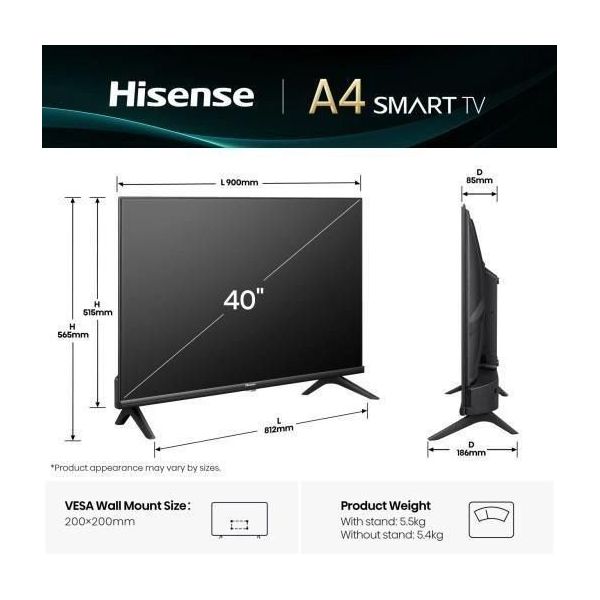 Телевізор Hisense 40A4Q фото №2