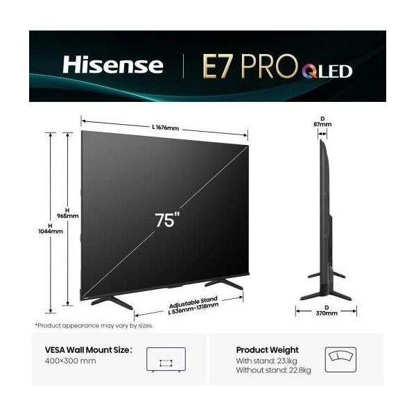 Телевізор Hisense 75E7Q Pro фото №2