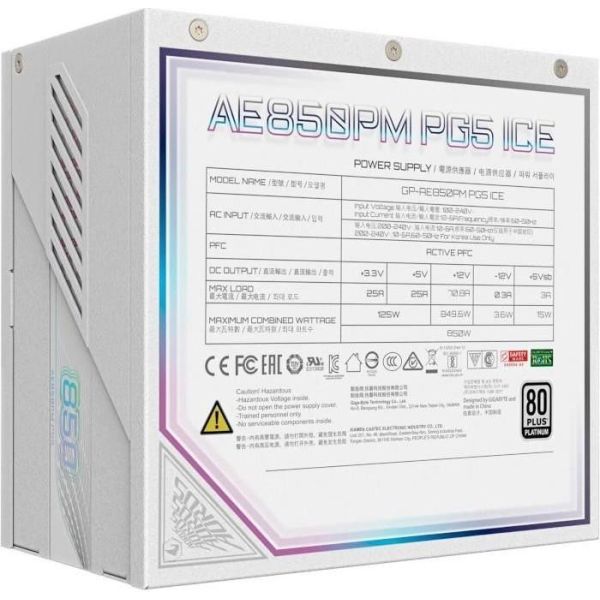 Блок питания GIGABYTE AE850PM PG5 850W White (GP-AE850PM PG5 ICE) фото №5