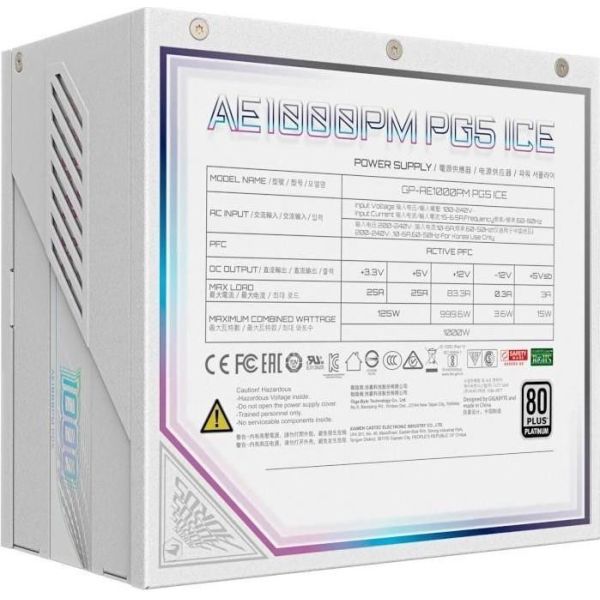 Блок питания GIGABYTE AORUS ELITE P1000W PCIe 5.0 ICE (GP-AE1000PM PG5 ICE) фото №7