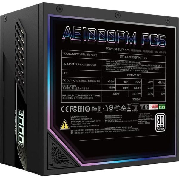 Блок питания GIGABYTE AORUS ELITE P1000W PCIe 5.0 (GP-AE1000PM PG5) фото №6