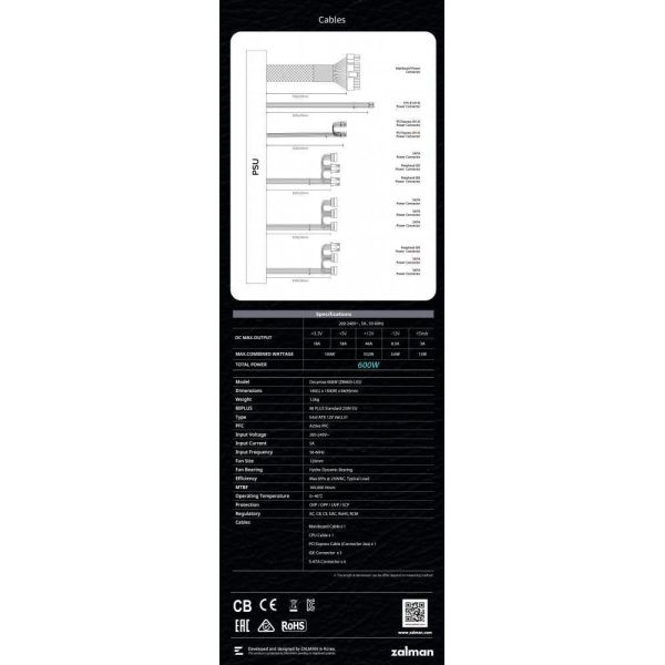 Блок питания Zalman DecaMax ZM600-LX3 фото №10