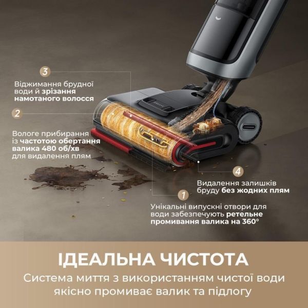 Моющий вертикальный пылесос (1в1) Dreame H15ProHeat (HHR48A) фото №6
