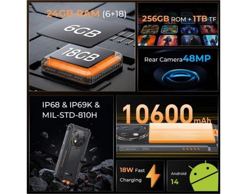 Смартфон Oukitel G1 6/256GB Orange фото №2