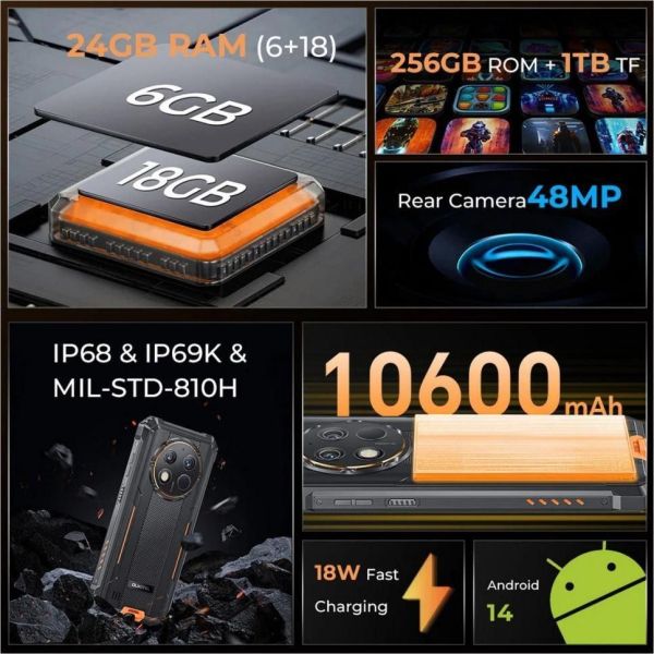 Смартфон Oukitel G1 6/256GB Orange фото №2