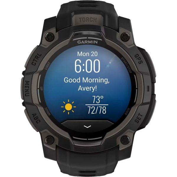 Смарт-часы Garmin Instinct 3 45mm AMOLED Black with Blue Band (010-02936-03/43) фото №3