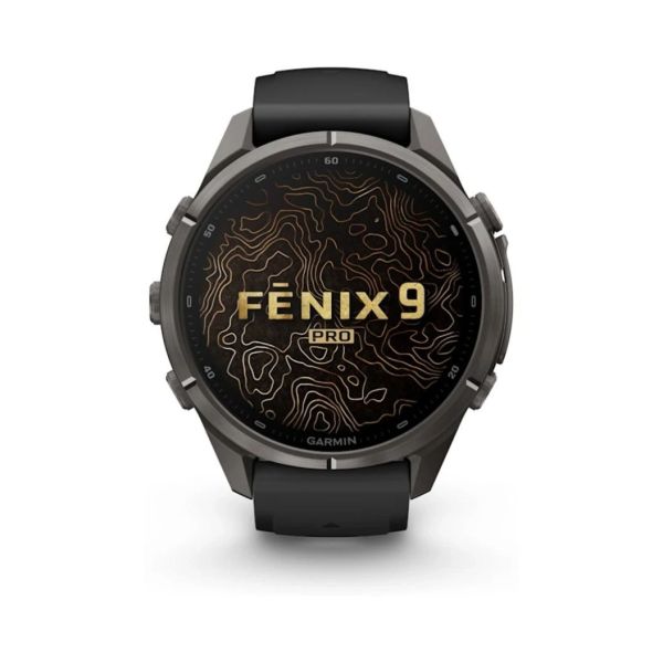 Смарт-годинник Garmin Fenix 9 Pro 43mm LTE Carbon Gray DLC Titanium with Black Silicone Band (010-04335-11) фото №2