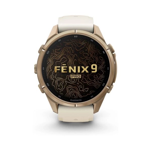Смарт-часы Garmin Fenix 9 Pro 43mm LTE Autumn Gold Titanium with Cream Silicone Band (010-04335-21) фото №3