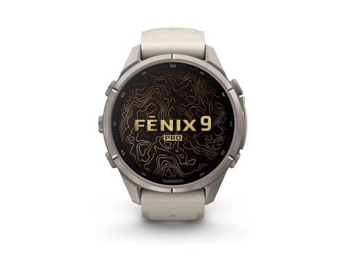 Смарт-годинник Garmin Fenix 9 Pro 43mm LTE Titanium with Fog Gray/Sandstone Silicone Band (010-04335-81) фото №2