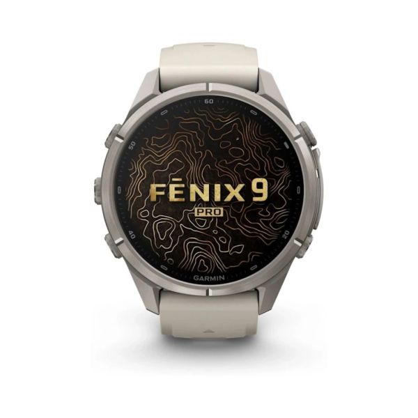 Смарт-годинник Garmin Fenix 9 Pro 43mm LTE Titanium with Fog Gray/Sandstone Silicone Band (010-04335-81) фото №2