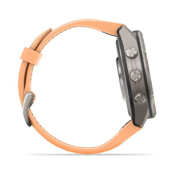Смарт-часы Garmin Fenix 9 Pro 43mm LTE Titanium with Shell Pink/Orange Silicone Band (010-04335-01) фото №2