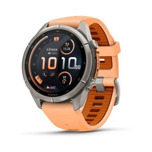 Смарт-часы Garmin Fenix 9 Pro 43mm LTE Titanium with Shell Pink/Orange Silicone Band (010-04335-01)