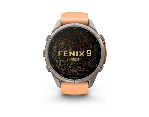 Смарт-часы Garmin Fenix 9 Pro 43mm LTE Titanium with Shell Pink/Orange Silicone Band (010-04335-01) фото №3