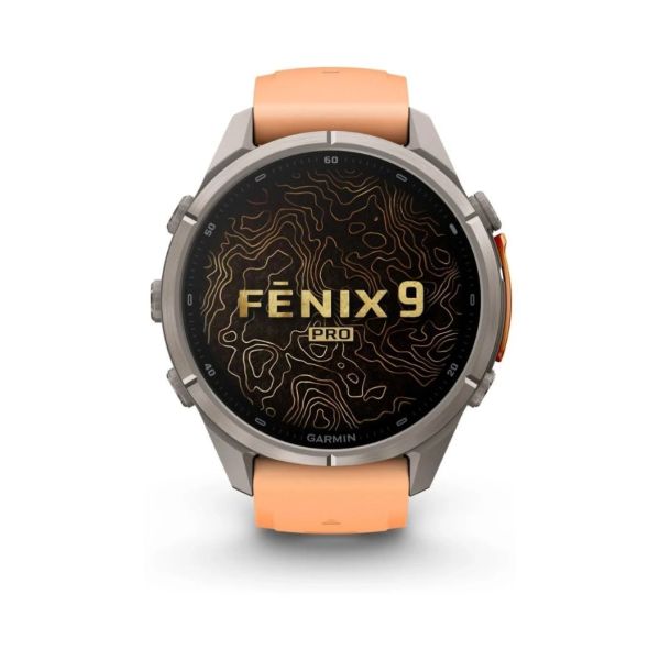 Смарт-часы Garmin Fenix 9 Pro 43mm LTE Titanium with Shell Pink/Orange Silicone Band (010-04335-01) фото №3