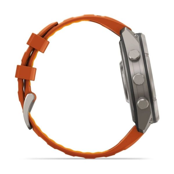 Смарт-часы Garmin Fenix 9 Pro 47mm LTE Titanium with Autumn Orange/Orange Silicone Band (010-04336-01) фото №2