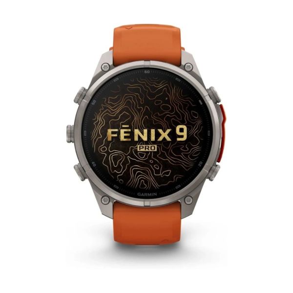 Смарт-часы Garmin Fenix 9 Pro 47mm LTE Titanium with Autumn Orange/Orange Silicone Band (010-04336-01) фото №3