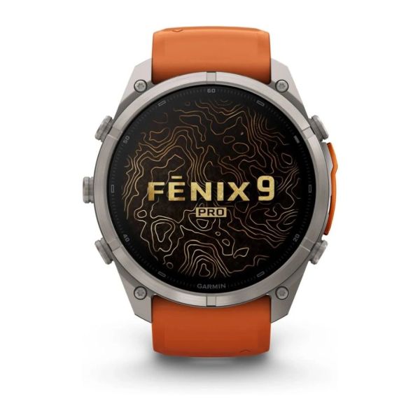Смарт-годинник Garmin Fenix 9 Pro 51mm LTE Titanium with Autumn Orange/Orange Silicone Band (010-04337-01) фото №3